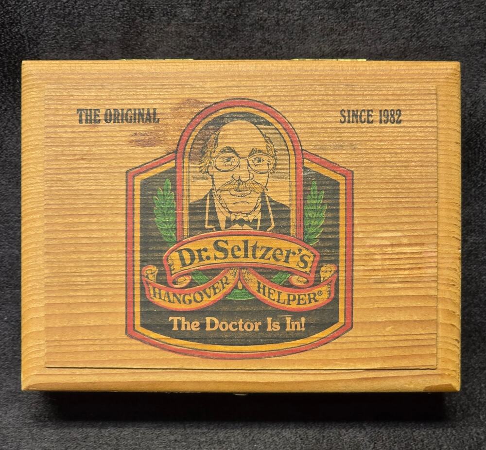 Dr. Seltzer's Hangover Helper The Original Practicing Doctor Wooden Trinket Box
